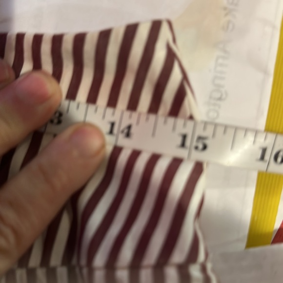 LOFT Skirt A-Line Midi Pinstripe Mesh Hem Floral Applique Cotton Lined Maroon 0 - Picture 6 of 7